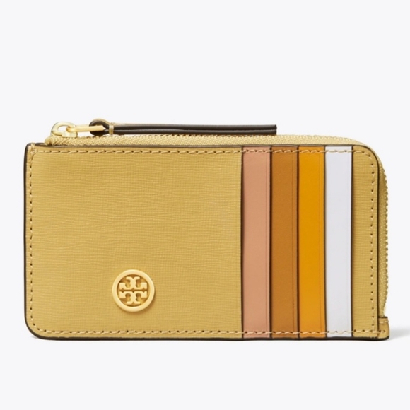 Tory Burch Handbags - Tory Burch Robinson Color Block Top Zip Card Case